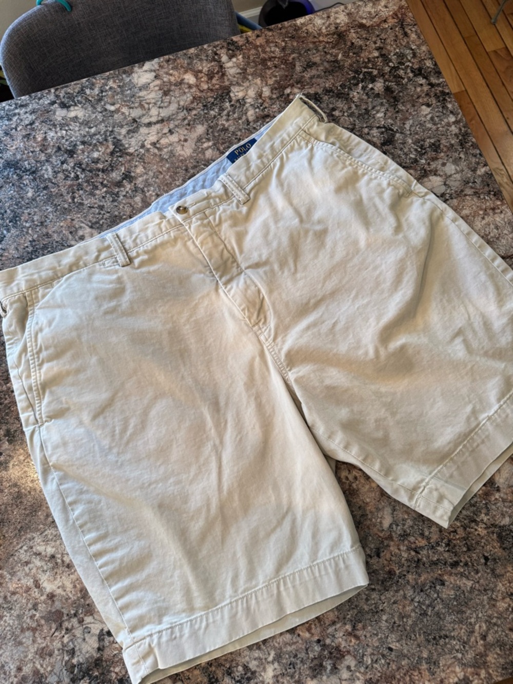 Polo by Ralph Lauren Light Khaki Cotton Flat-Front Shorts